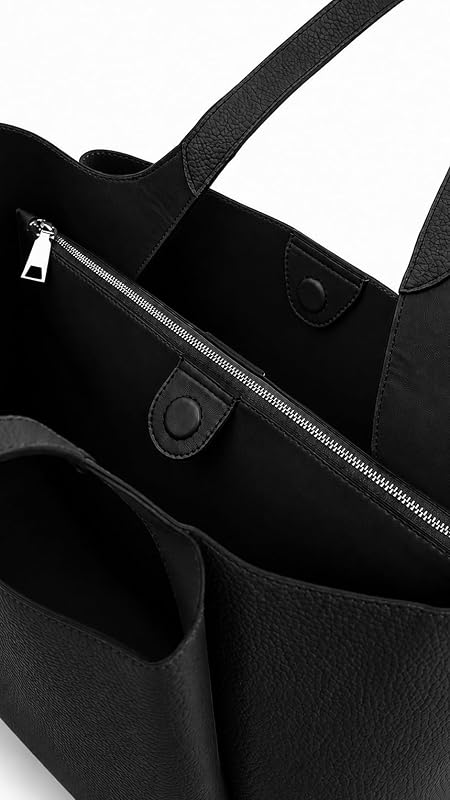 Willa Shopper Damen Schwarz Groß mit Magnetverschluss
