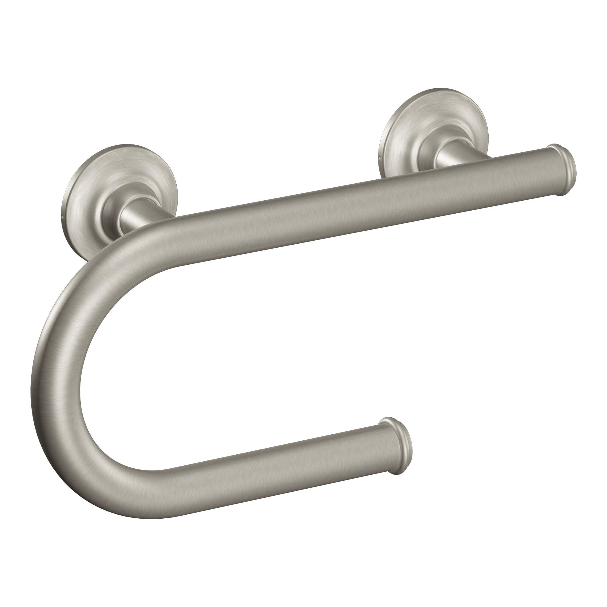 Moen Brushed Nickel Bathroom Safety 8-Inch Wall Mounted Grab Bar with Integrated Toilet Paper Holder, LR2352DBN