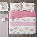Comfort Spaces Pattern Kids Bedspread Mini Set-2 Piece-Pink White-Teens/Girls-Owl Print-Twin Size, Includes 1 Quilt, 1 Sham, Multi