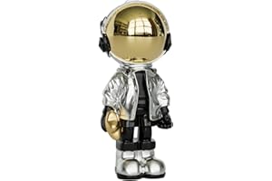 EZ4ENCE Small Figurine Statue Astronaut Sculpture Decor,Sculpture for Home Decor,Arts Silver Shelf Decoration,Cool Metal Mask Table Decor,Mini Ornament