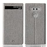 LG V20 case ,Feitenn Premium Flip Leather PU Wallet View Window Smart Case Stand Kicstand Card Holder Magnetic Closure TPU Bumper Slim fit cover case for LG V20 (Gray)