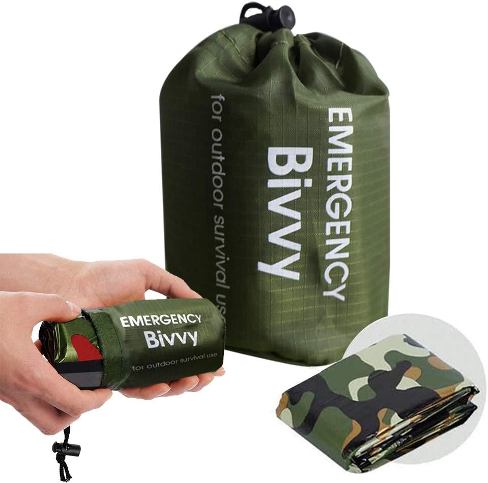 PIXRIY Emergency Sleeping Bag Waterproof Thermal Bivy Bag Sack Survival Sleeping Bag, Emergency Blanket Lightweight Portable Life Saving for Camping, Hiking, Outdoor, Activities