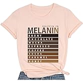 Drippin in Melanin T-Shirt Afro Women Funny Letter Print Tshirts Black Queen Graphic Tee Tops Short Sleeve Shirt