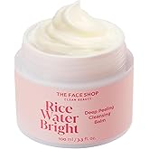 The Face Shop Rice Water Bright Cleansing Balm, Removes Makeup & SPF, 4-in-1 Makeup Remover, for All Skin Types, Korean Rice Extract, Lavender Oil, 100ml / 3.3 fl. oz.