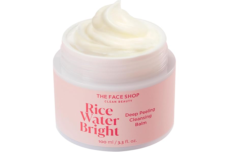 The Face Shop Rice Water Bright Cleansing Balm, Removes Makeup & SPF, 4-in-1 Makeup Remover, for All Skin Types, Korean Rice Extract, Lavender Oil, 100ml / 3.3 fl. oz.