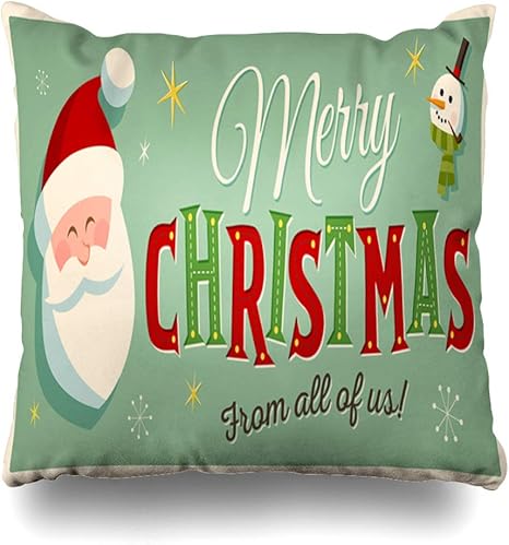 Amazon Co Jp Diycow スローピローカバー メリークリスマス クリスマス バッジ 手書きレタリング グレイン レター ノイズ ドットワーク ハーフトーン ラベル ホームデコレーション 枕カバー 正方形 サイズ X インチ クッションケース Square 18 W X 18 L