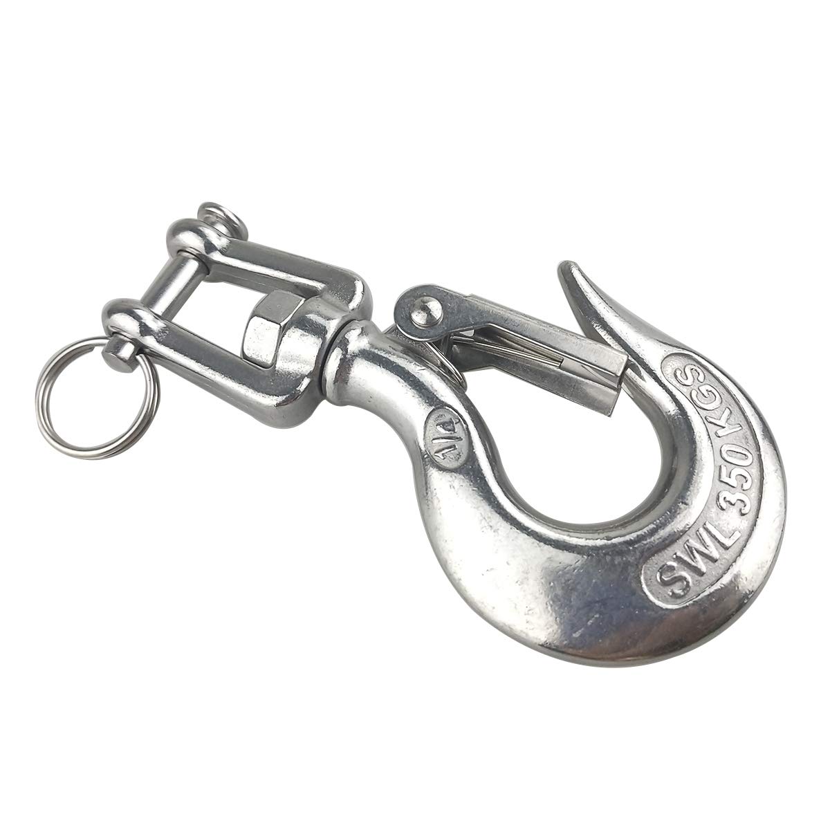 Anti-decoupling Snap Hook 360°Swivel Hooks for Goods Lifting/Hoisting/Pulling Mousing-hook, 304 Stainless Steel with Latch, SWL:350KG