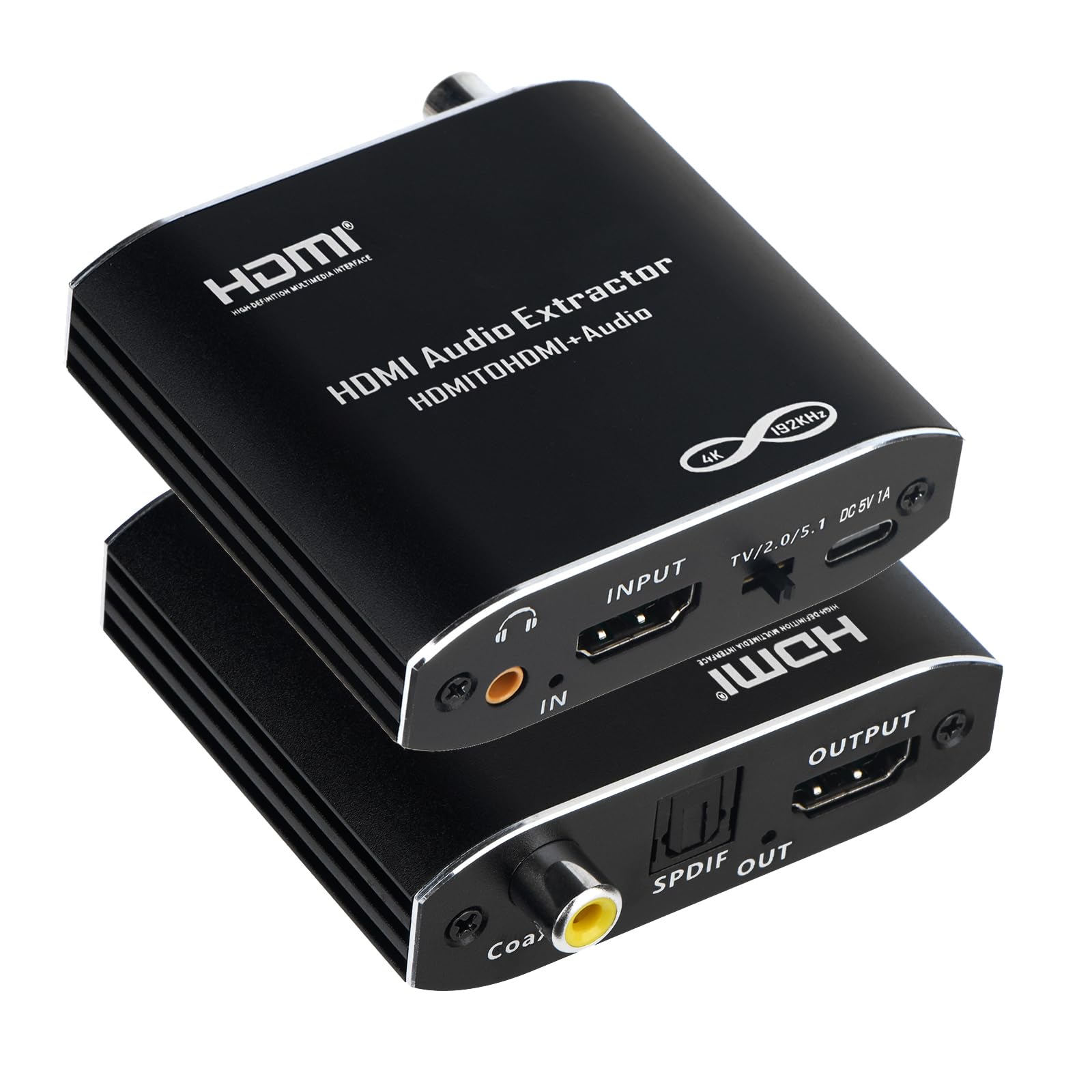 Photo 1 of 2025 Upgrade HDMI Audio Extractor Splitter, Convert 4K HDMI to Optical S/PDIF Coaxial 3.5mm Aux Supports Dolby Atmos Digital DTS for Sound Speakers Amplifier Headphones (Not Support ARC eARC or CEC)