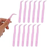 Plastic Tweezers, 4.5in Non Slip Grip Bent Tip Crafting Hobby Sticker Tweezers Electronics Bulk for DIY Jewelry Watch Making 