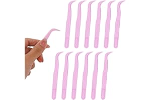 Plastic Tweezers, 4.5in Non Slip Grip Bent Tip Crafting Hobby Sticker Tweezers Electronics Bulk for DIY Jewelry Watch Making 