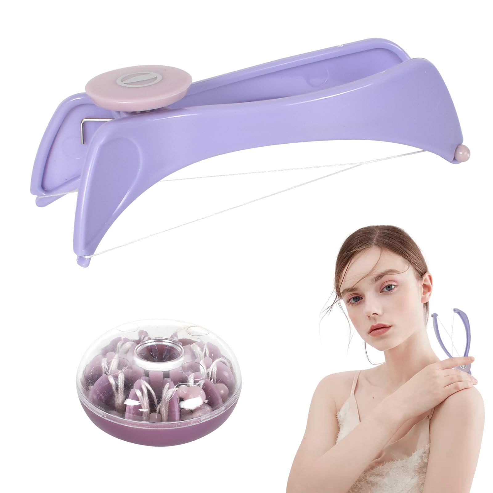 Threading Hair Removal, Manual Portable Epilator Face Hair Remover with 9 Pre-Cut Extra Strength Threads, Face Razors for Women, Upper Lip Hair Remover, Suitable for Female Facial Hair Removal