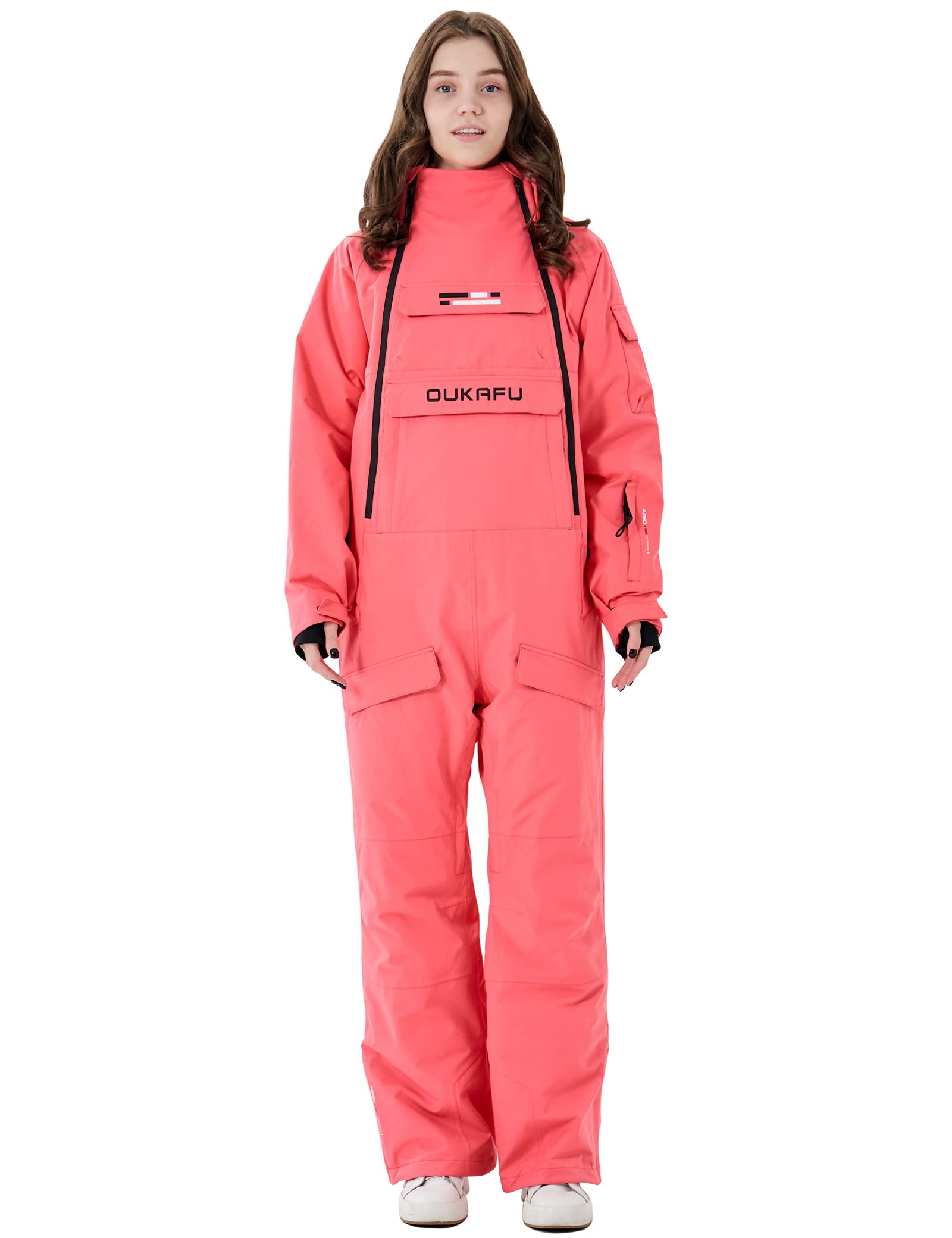 Photo 1 of OUKAFU Women One Pieces Ski Suits Waterproof Ski Jumpsuits Winter Onesies Snowsuits Snowboard Coveralls for Snow Sports(Pink, M)