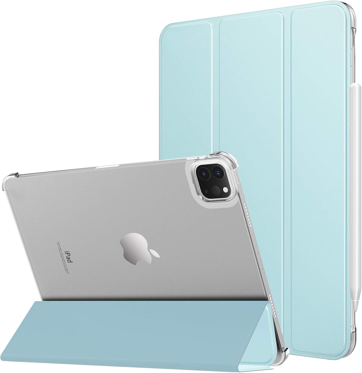 MoKo Case Fit New iPad Pro 11 Inch Case 2021 (3rd Gen), [Support Apple Pencil Charging] Slim Trifold Hard Back Shell Protective Smart Cover Fit iPad Pro 11