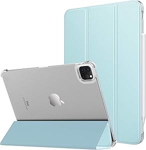 MoKo Case Fit New iPad Pro 11 Inch Case 2021 (3rd Gen), [Support Apple Pencil Charging] Slim Trifold Hard Back Shell Protective Smart Cover Fit iPad Pro 11