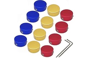 SOLUTEK Footswitch Topper Guitar Pedal Button Caps with 3 Set Screws and Protective Fitting Increasing Accuracy,Comfort for Common Switches diameter of 3/8"| SOLUTEK BUTTONS V1 12Pcs Red Blue Gold