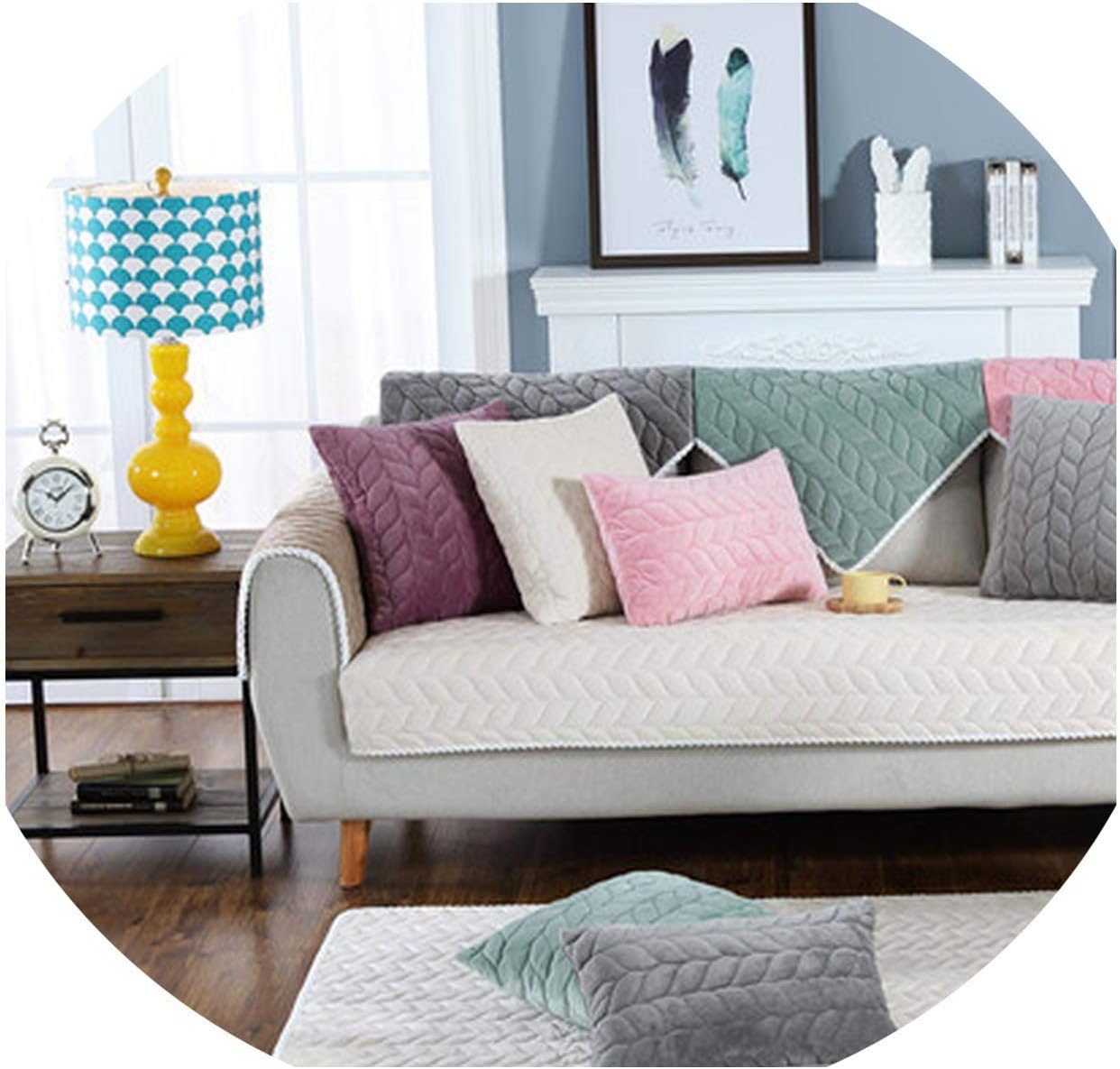 FengLiuAiShuaiGe Solid Color Sofa Cover Washable Removable Towel Armrest Couch Covers Slipcovers Couch Dog Pets Single/Two/Three Seater 21 Sizes,White,40x60cm Door mat