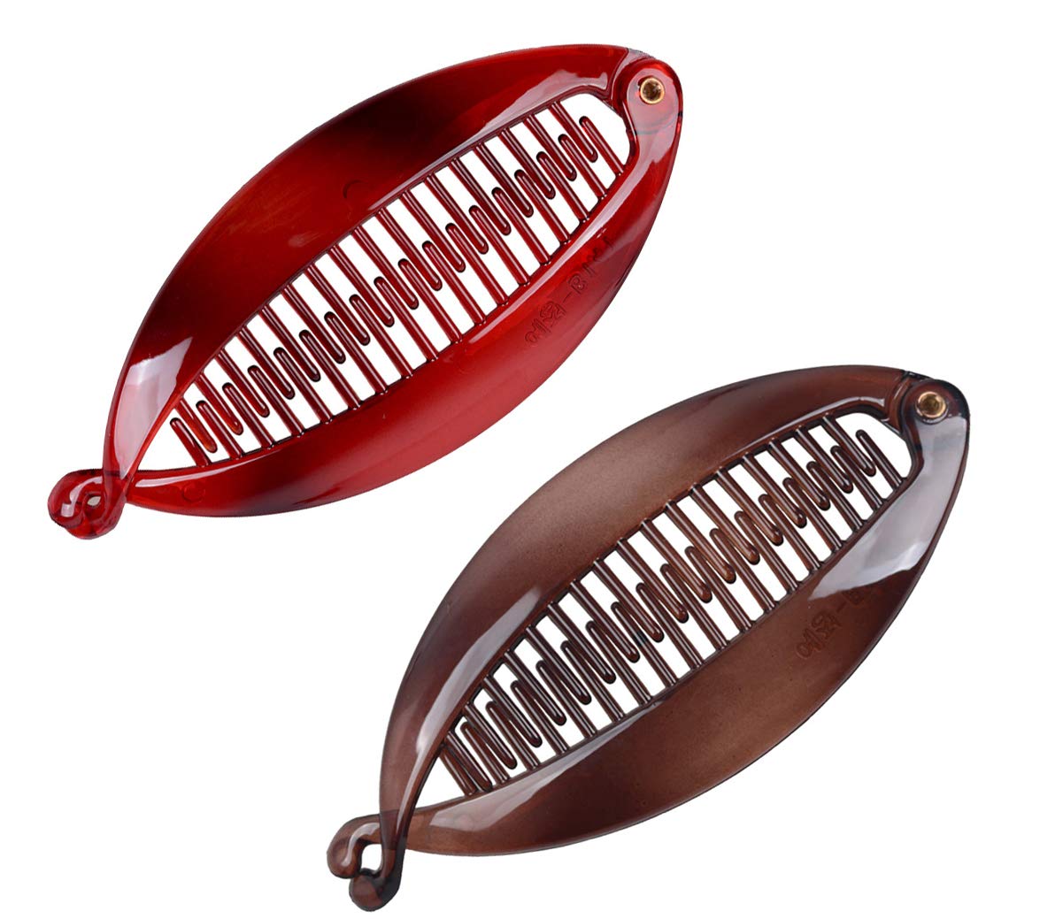 Fodattm 2PCS French Banana Hair Clip Hair Claw Hair Comb Women Lady Large Shell Hair Clincher Flat Shark Hair Clip Hairgrip (A#)