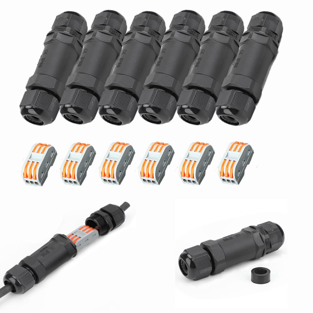 YUSHIHU Outdoor Junction Box, waterproof cable connector, IP68 waterproof connectors, wire connectors for Cable Diameter Ø6mm-11mm(6PCS)