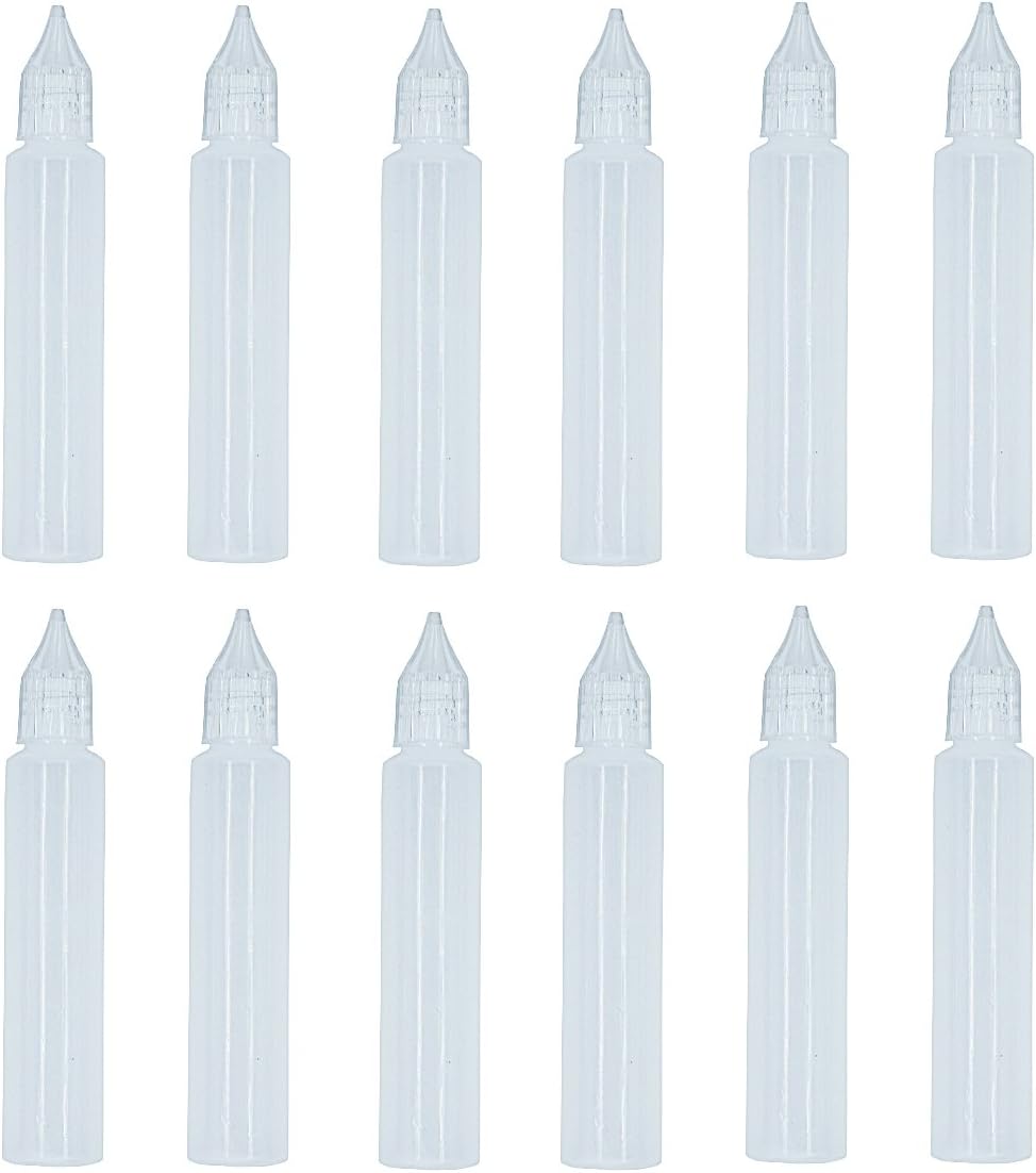 Sumint 12 Pack Tip Applicator Bottle Plastic Squeeze Bottle with Tip Caps, Applicator Glue Bottle, 1 Ounce
