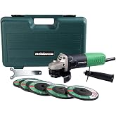 Metabo HPT 4-1/2-Inch Angle Grinder, Includes 5 Grinding Wheels &amp; Hard Case, 6.2-Amp Motor, Compact &amp; Lightweight, G12SR4