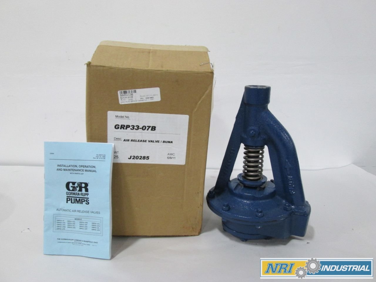 NEW GORMAN RUPP GRP3307B IRON THREADED 1 IN NPT RELIEF VALVE D283768