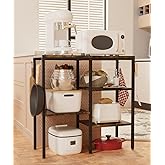 Artibear 4-Tier Kitchen Microwave Oven Stand, Adjustable Coffee Bar Station for Small Appliance, Baker's Rack with 4 Hooks & 