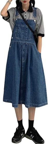 ｔａｉｔｅｎｇ サロペット スカート レディース デニム ワンピース オーバーオール ジャンパースカート ロング デニムスカート Aライン フレア ポケット付き オールインワン 可愛い ワンピース チュニック 通販 Amazon