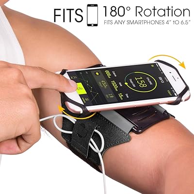VUP Running Armband for iPhone X / iPhone 8 Plus / 8 / 7 Plus / 6 Plus / 6، Galaxy S8 / S8 Plus / S7 Edge، Note 8 5، Google Pixel, 180 درجة قابلة للدوران مع حامل هاتف مفتاح المشي لمسافات طويلة