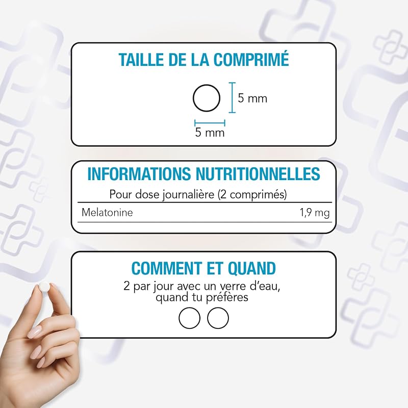 Melatonine 1,9 mg pour Bien Dormir PiùLife Sommeil Adulte, 600 Comprimés