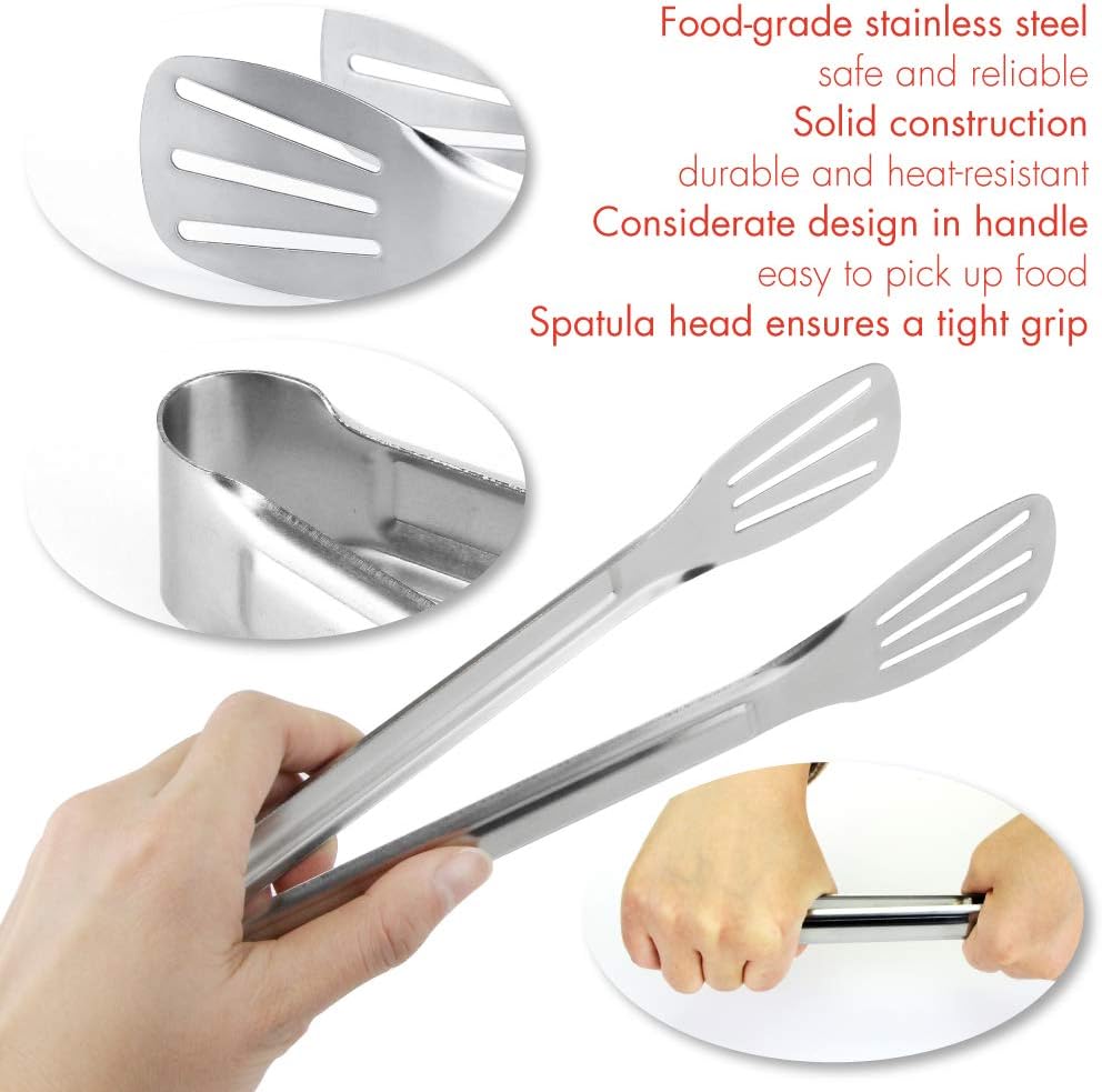 Xuonaozu 4Pcs 9-Inch Cooking Tongs, Stainless Steel Serving Tongs for Barbecue Cooking, Salad, Grilling, Serving and Frying - Image 3