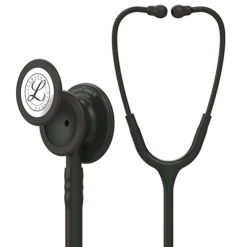 3M Littmann Classic III Monitoring Stethoscope, 5803, More Than 2X as Loud, Weighs Less, Stainless Steel Black-Finish Chestpiece, 27" Black Tube, Stem and Headset
