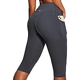 Heathyoga Capri Leggings with Pockets for Women Tummy Control Knee Length Leggings Yoga Pants Women Capri Pants Workout