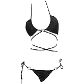 Meowcos Women's Bikini Sets Gothic Bathing Suit Flocked Spider Web Two Piece Swimsuit