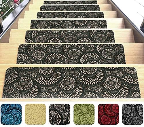 Indoor Stair Mats | Set of 14 | Cappuccino 9”x26” | Ultra-Thin Microfiber Stair Carpet with Slip-Resistant Rubber Backing | Washing Machine Safe | Quick and Easy to Install | Premium Quality