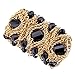 KAYMEN FASHION JEWELLERY 18k Gold Plated Copper Chains and Crystal Stone Knit Charm Bangles Bracelets for Women 4 Colors (Black)
