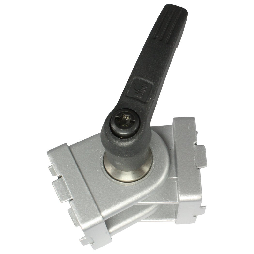 Joint 30 x 30 with Clamping Lever, Slot 8 zinc die-cast Aluminium-Coloured Lacquered