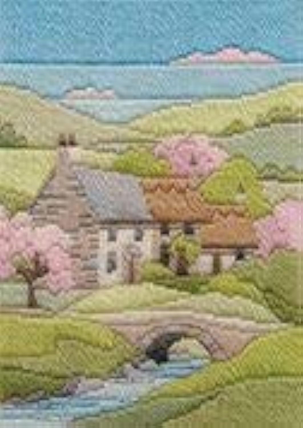 Bothy Threads DW14MLS9 Counted Long Stitch Kit Seasons - Spring Cottage, 24 x 17 cm