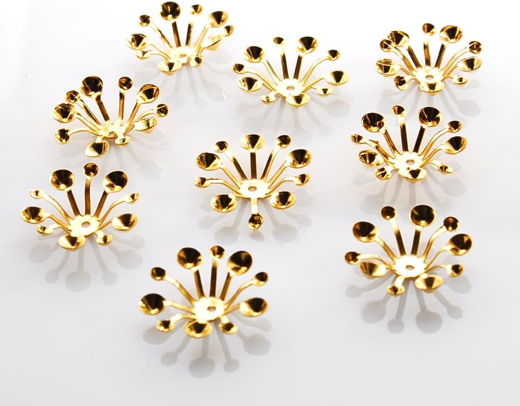 メタルフラワー ゴールド 10個 Mf Gold パーツ 花芯 ラインストーンやパール取付可能 アクセサリー パーツ 金具 パウダートレーディング アクセサリーパーツ 通販 Amazon