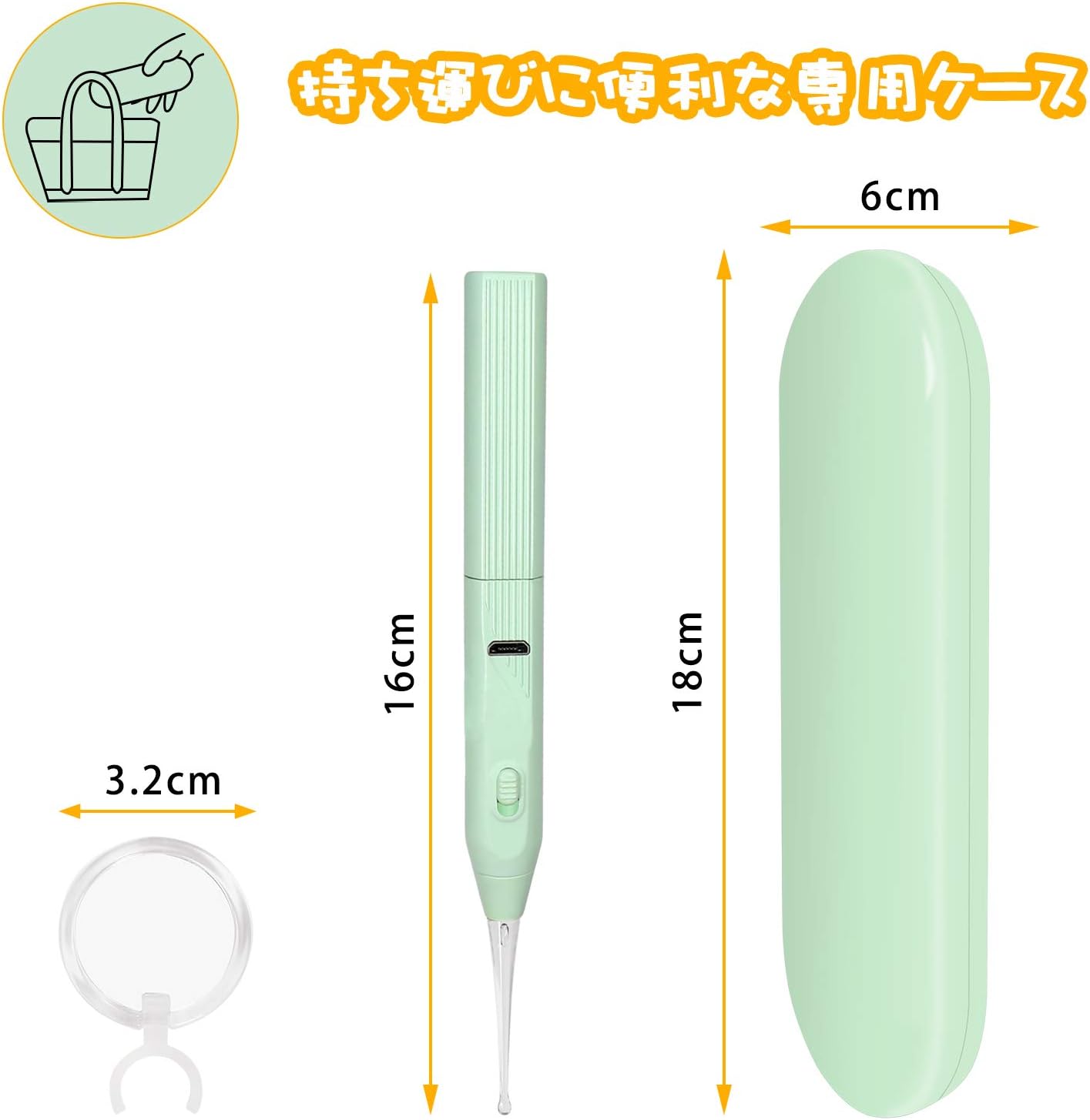 Amazon 耳かきライト シリコンみみかき 5倍ルーペ拡大レンズ付き 耳掻き 耳掃除 子ども用 赤ちゃん用 Wu Minglu 耳かき