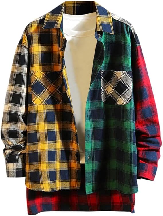 Amazon メンズ カーディガン シャツ クラシックなボタンシャツ メンズ 春 夏 秋 冬 カジュアル 長袖 ファッション ゆったり シャツ チェックコート シャツ 通販