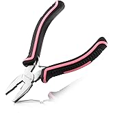 LEONTOOL Mini Linemans Pliers Spring Loaded 5 Inches Wire Cutter with Serrated Jaw Chromium Vanadium Steel Construction Mini Combination Pliers for Jewelry Making, Pink Tool for Women