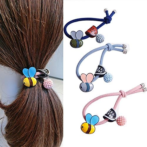 3Pcs Cute Bee Style Women Girls Hair Ties Ponytail Holders Stretchy Elastic Hair Ropes Bands Styling Accessories