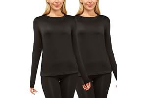 CL convallaria 2 Pack Thermal Shirts for Women Long Johns, Fleece Lined Base Layer Tops Compression Pants Cold Weather