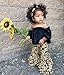 Toddler Baby Girls Off Shoulder Tube Top Sunflower Bell Bottoms Floral Ruffle Pant Set Kids Summer Outfits Boho (B-Blue, 3-4T)