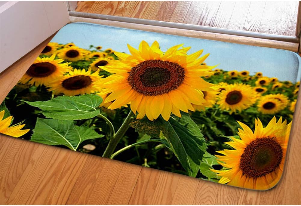 Sunflower Kitchen Mat Non Slip Small Area Rugs Flannel
