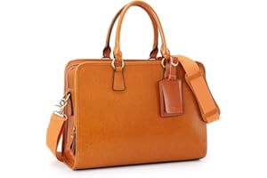 Kattee Genuine Leather Briefcase for Women, Large Capacity Laptop Bag with Luggage Tag