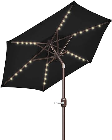 Amazon Com Strong Camel 6 5 Battery Power Lighting Patio Umbrella Outdoor Table Market Umbrella W Tilt Adjustment Black Garden Outdoor