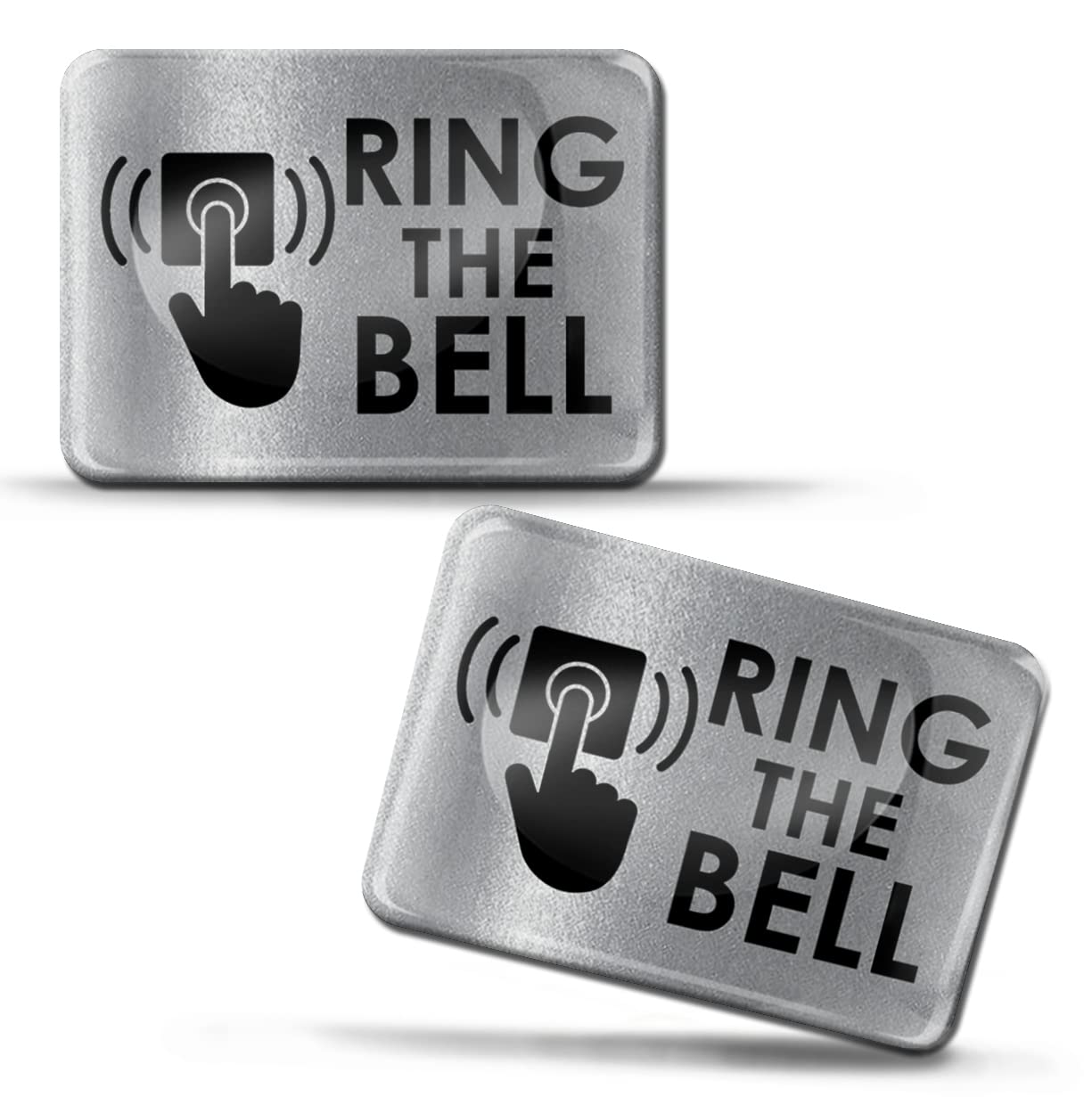 Biomar Labs 2 x 3D Gel Sign Notification Symbol Ring The Bell Doorbell Stickers Silver Marking for Gate Door KS 164