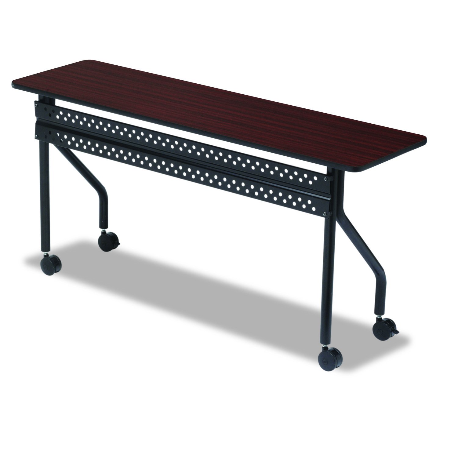 Iceberg ICE68068 OfficeWorks Mobile Training Table with Black Legs, Melamine Laminate, 72" Length x 18" Width x 29" Height, Mahogany