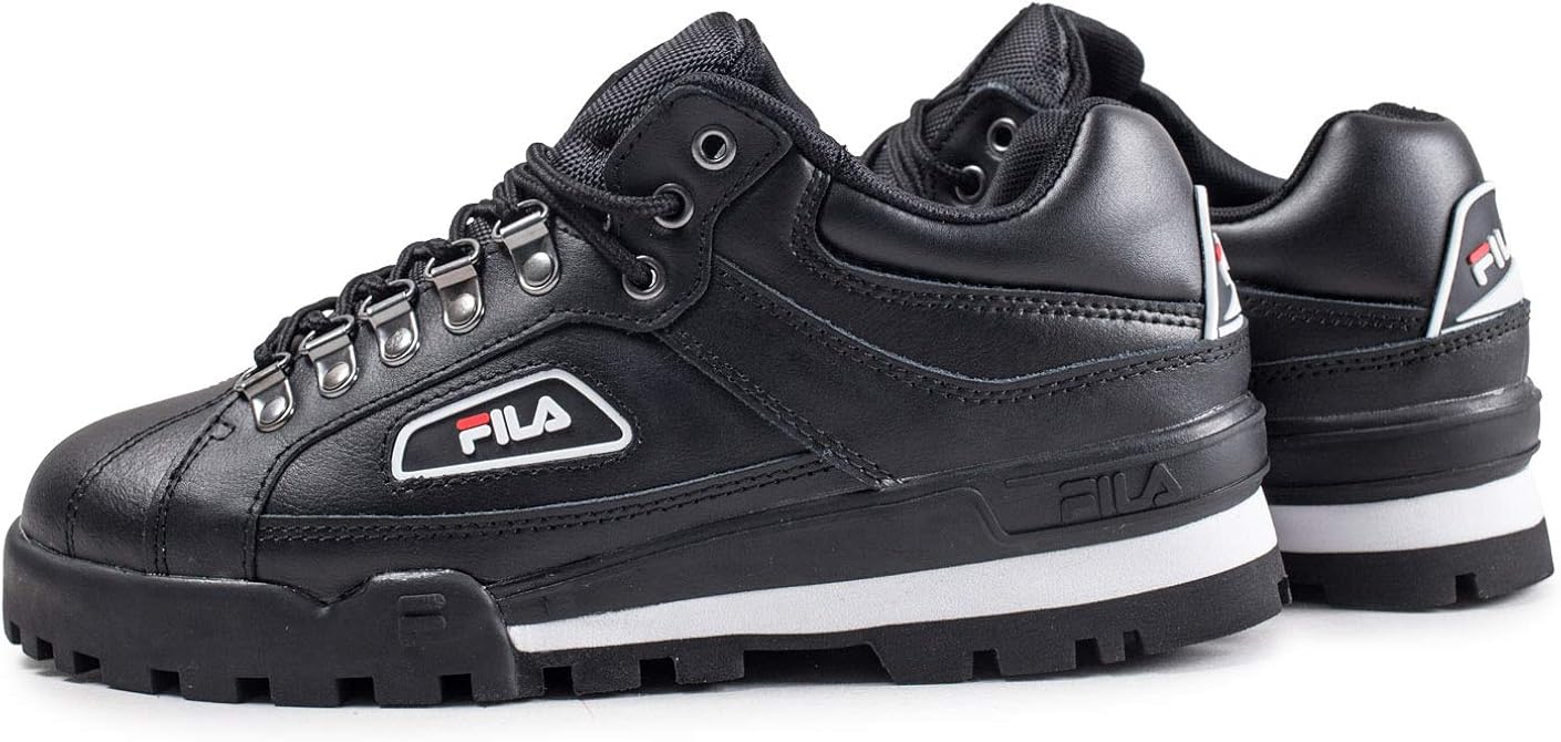 fila trailblazer black leather trainers